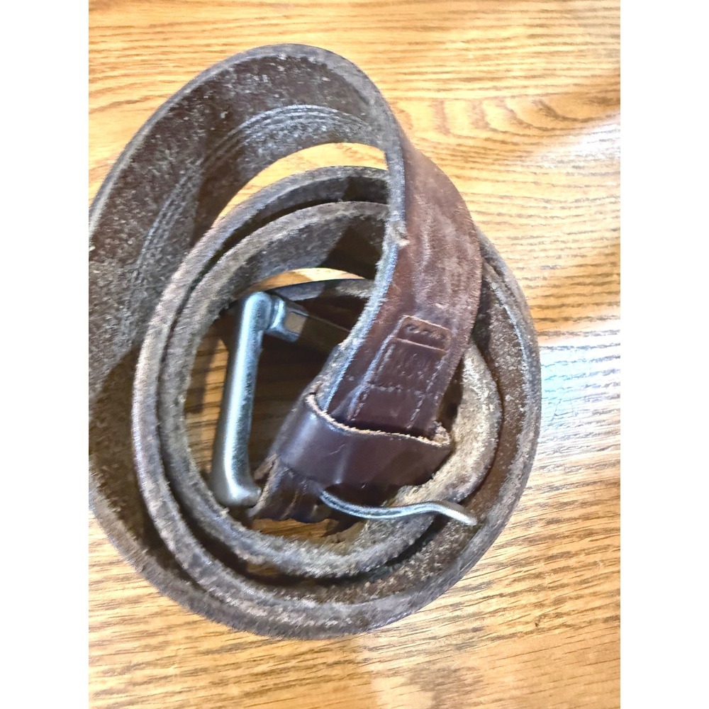 Fossil Mens Brown Genuine Leather Belt Size 34 Silver Buckle